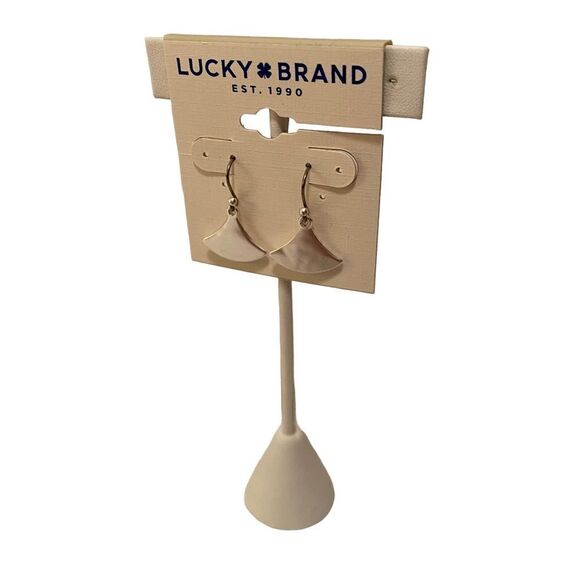 Lucky Brand Hammered Matte Silver Fan Drop Earrings. - Picture 3 of 6